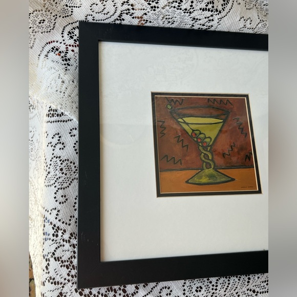 Martini glass print by Carolyn Oltman matted and framed art 11 by 11 inches - Picture 4 of 12